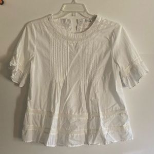 English Factory White Cotton Button Back Blouse Size L